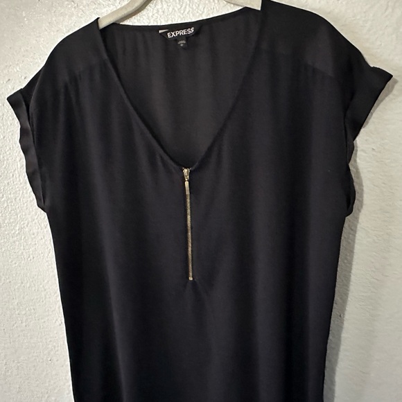 Express Tops - Express |  Black Half Zip-Front Blouse, Size Large